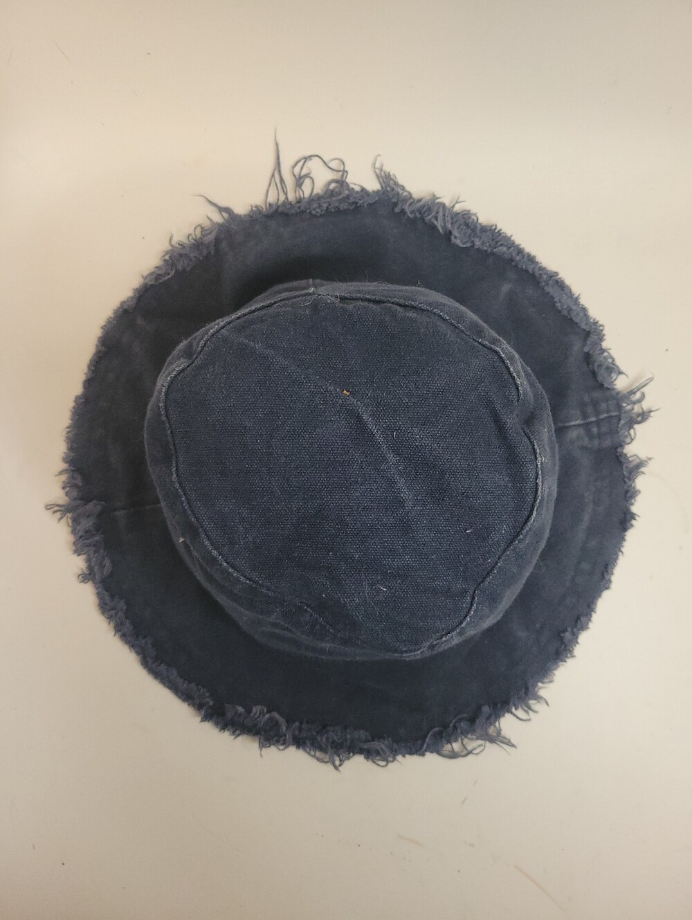 Frayed Brim Navy Cotton Bucket Hat - Picture 3 of 5